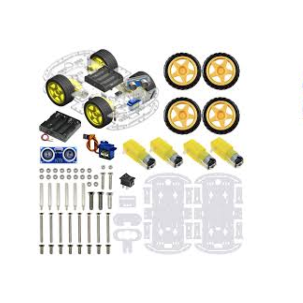 4WD Robotics Chassis With Motors Wheels And Accessories V2.0 (CLEAR)
