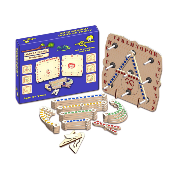 Kit4Genius AlphaNumeric Wooden Blox Toys for Kids 3+ Year Great for Teaching Numbers, Letters, Shapes & Analog Clocks