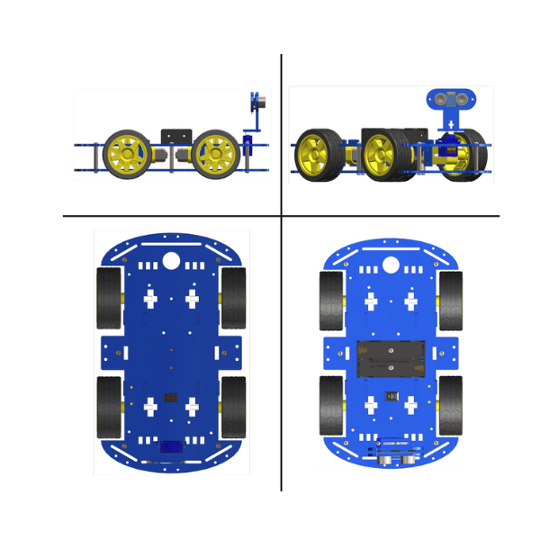 4WD Robotics Chassis With Motors Wheels And Accessories V2.0 (BLUE)