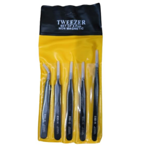 Anti-Static Tweezers tools set of 5 PCs with bag