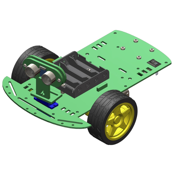 2WD Robotics Chassis With Motors Wheels And Accessories V2.0 (GREEN)