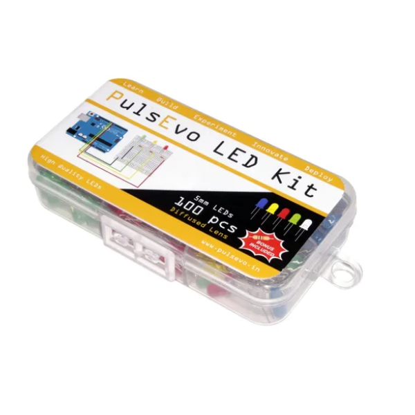 PulsEvo 5mm Diffused LED(100 Pcs) Assortment Kit With Bonus Resisitor Pack