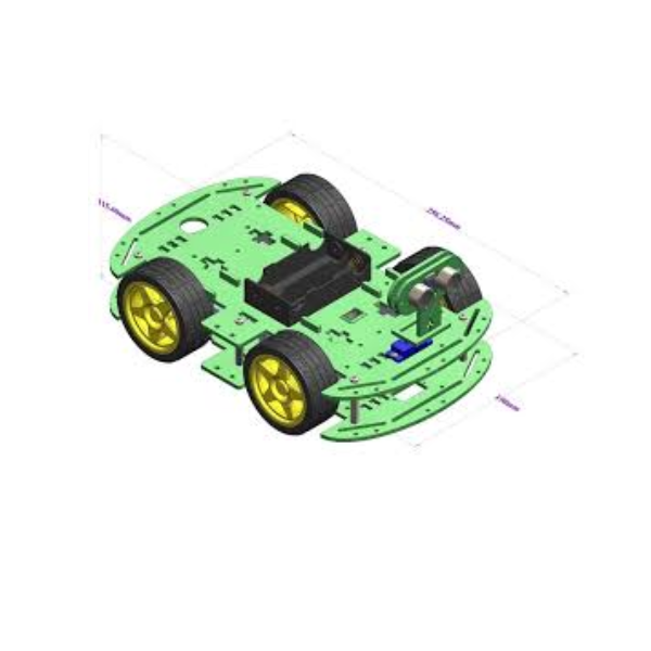 4WD Robotics Chassis including Motors, Wheels & 18650 Battery Holder V2.0 (GREEN)