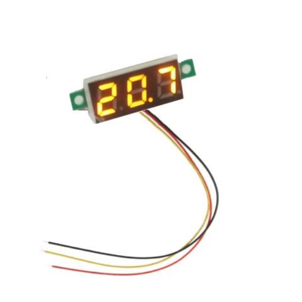 0.28inch 0-100V Three Wire DC Voltmeter Yellow