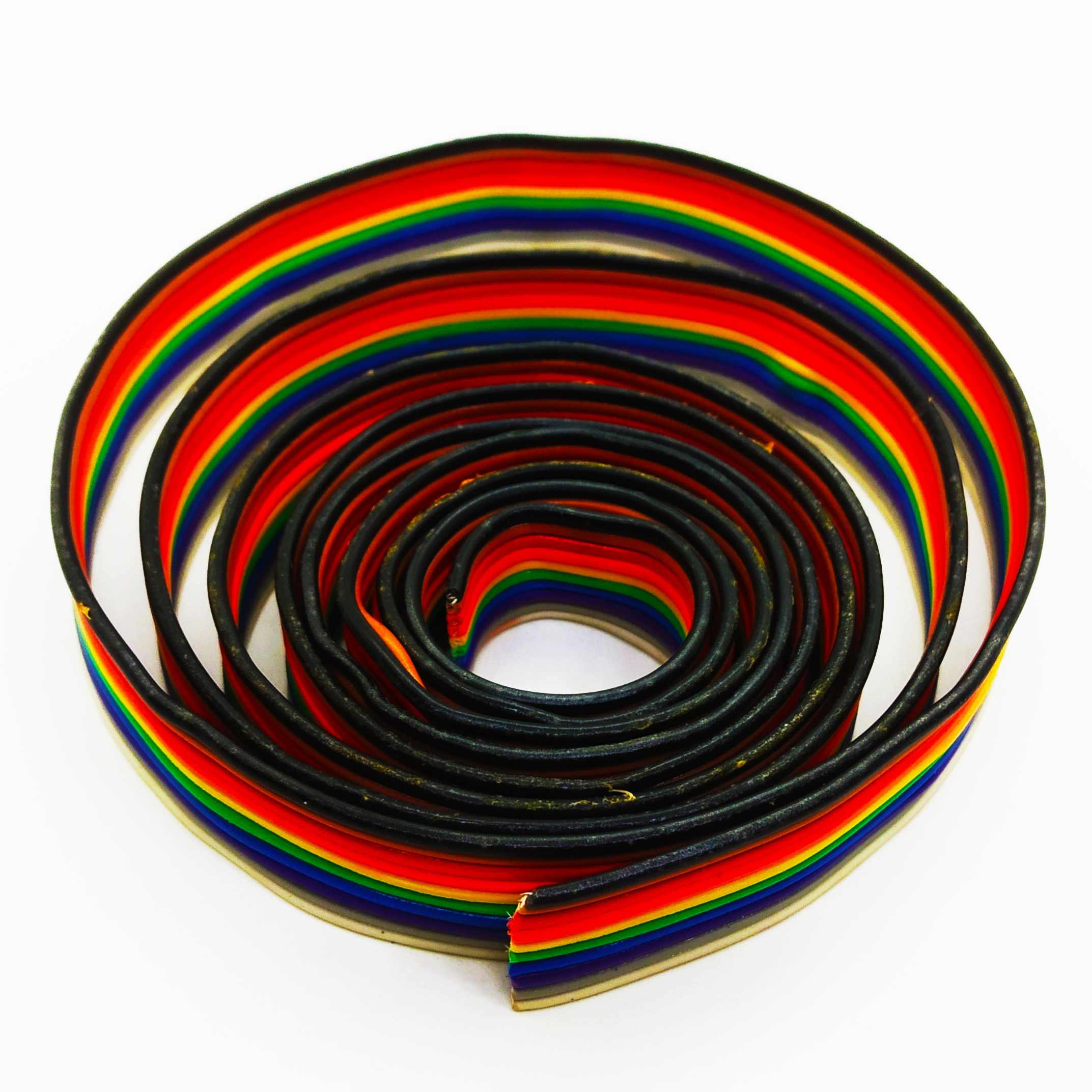 Rainbow Color 10 Core 14/36 Size Flat Ribbon Wire Cable 1 Meter -