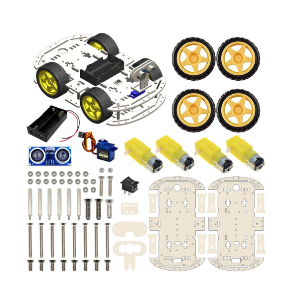 4WD Robotics Chassis With Motors Wheels And Accessories V2.0 (MILKY)